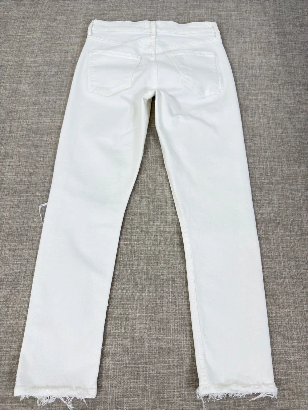 Agolde White Straight-Leg Distressed Jeans